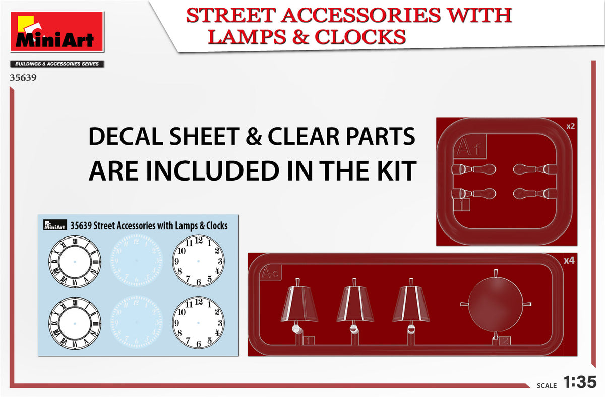 MiniArt 1/35 Military - Street Accessories w/Lamps & Clocks - 35639