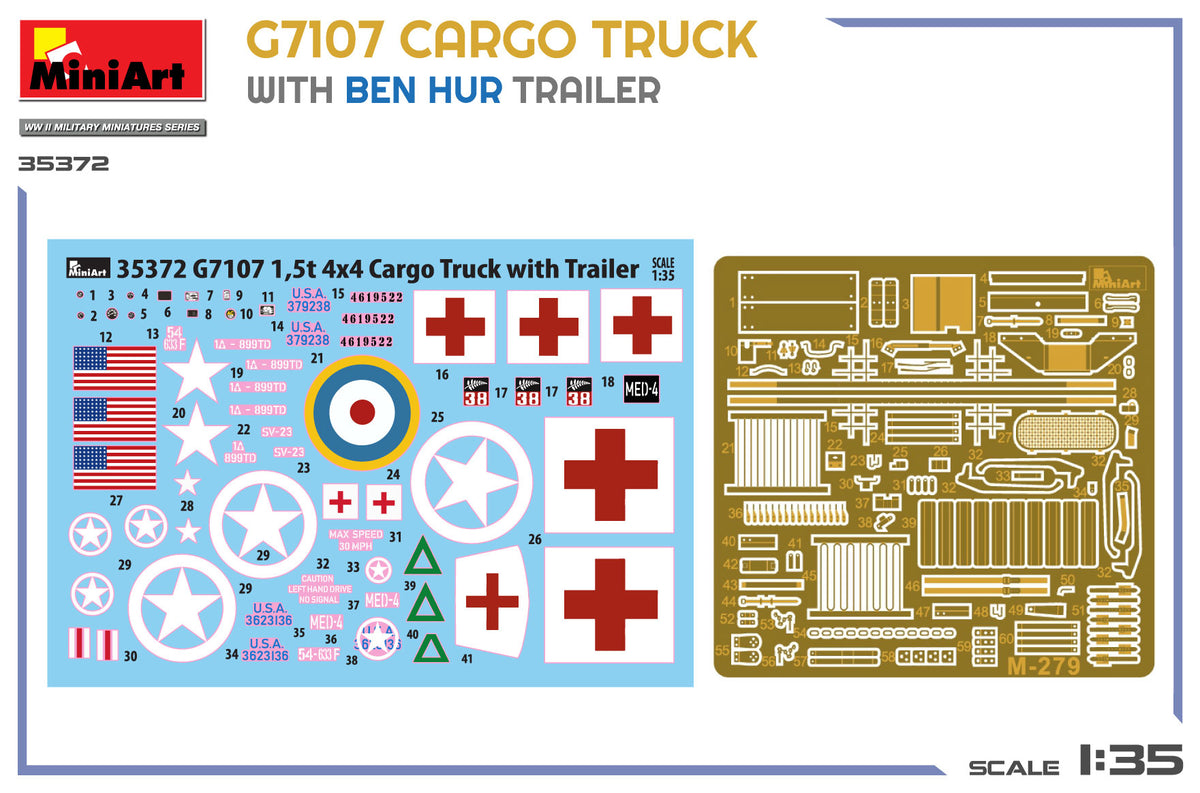 MiniArt 1/35 Military - G7107 1,5t 4x4 Cargo Truck with Trailer - 35372