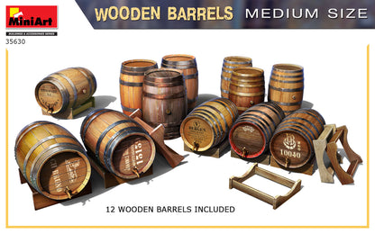 MiniArt 1/35 Accessories - Wooden Barrels, Medium Size - 35630