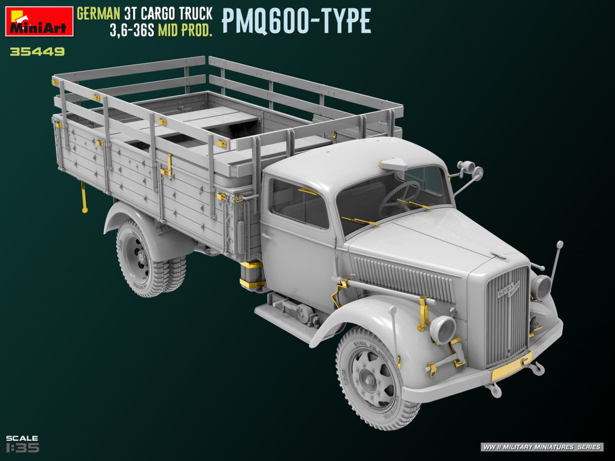 MiniArt 1/35 Military - German 3t Truck 3,6-36s Mid Prod PMQ600-Type - 35449