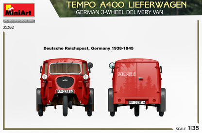 MiniArt 1/35 Military - Tempo A400 Lieferwagen 3-Wheel Van - 35382