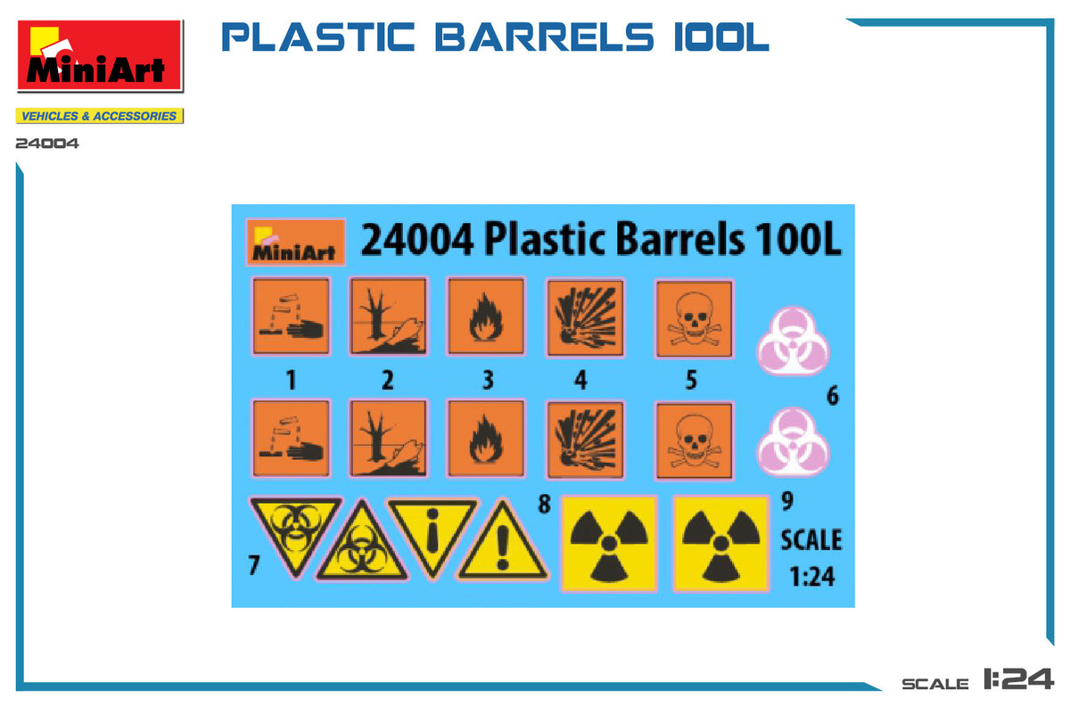MiniArt 1/24 Accessories - Plastic Barrels 100L - 24004