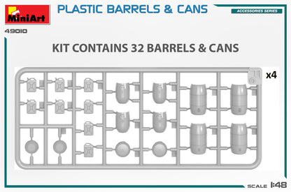 MiniArt 1/48 Accessories - Plastic Barrels & Cans - 49010