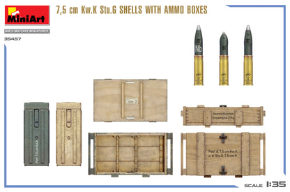 MiniArt 1/35 Accessories - 7,5 cm Kw.K Stu.G Shells w/ Ammo Boxes - 35457