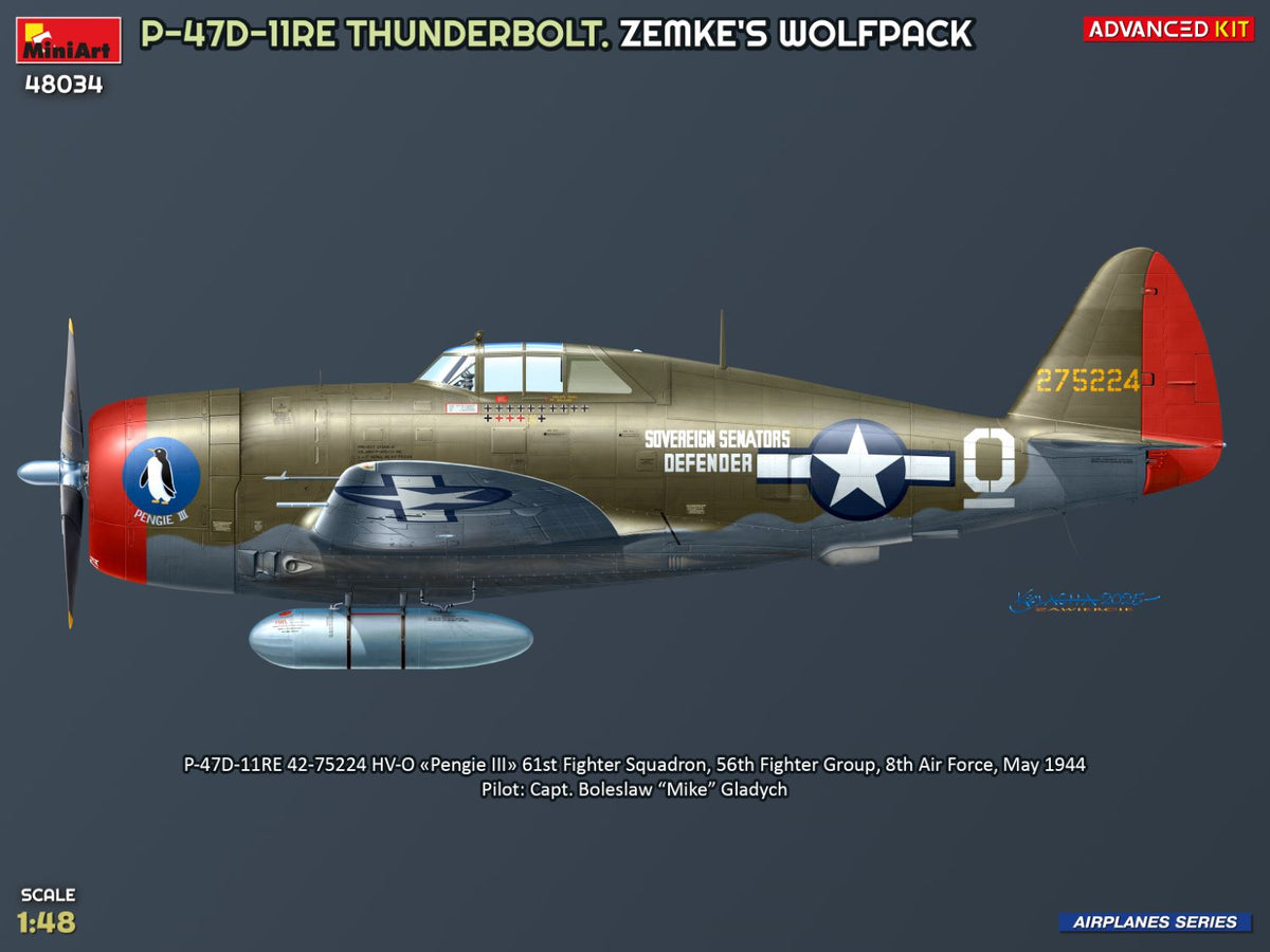 MiniArt 1/48 Aircraft - P-47D-11RE Thunderbolt, Zemke's, AdvKit - 48034