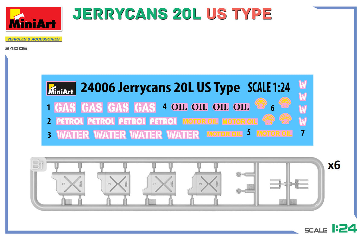 MiniArt 1/24 Accessories - Jerrycans 20L US Type - 24006