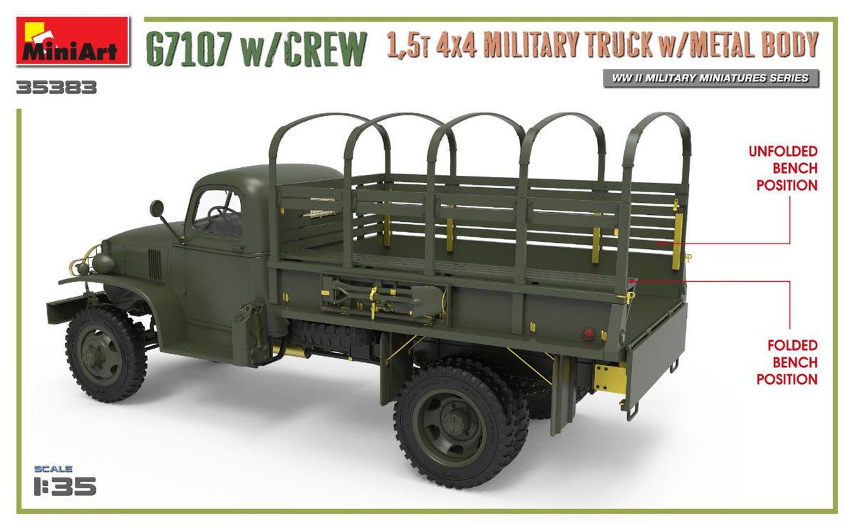 MiniArt 1/35 Military - G7107 w/Crew 4x4 Cargo Truck w/Metal Body - 35383