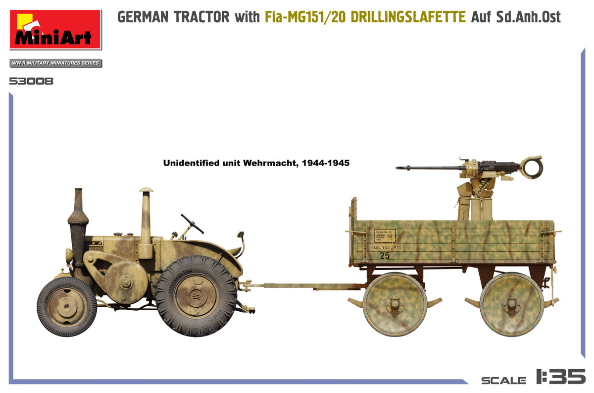 MiniArt 1/35 Military - Tractor w/ Fla- MG151/20 Drillingslafette - 53008