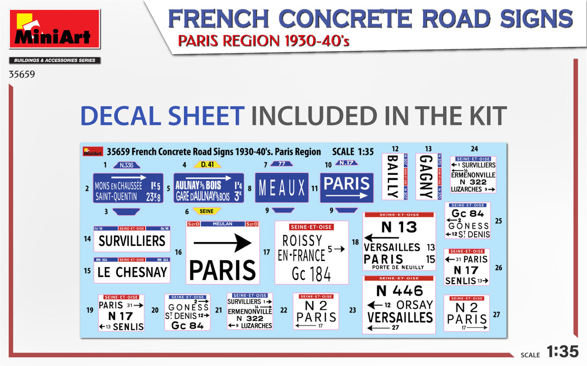 MiniArt 1/35 Military - Concrete Signs France 1930-40's Paris - 35659