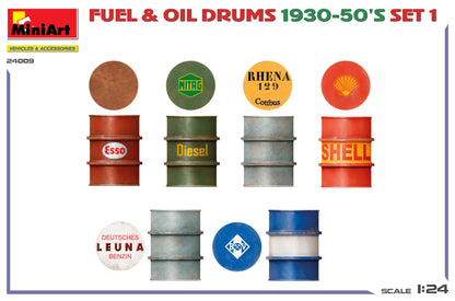 MiniArt 1/24 Accessories - Fuel & Oil Drums 1930-50's Set1 (German) - 24009