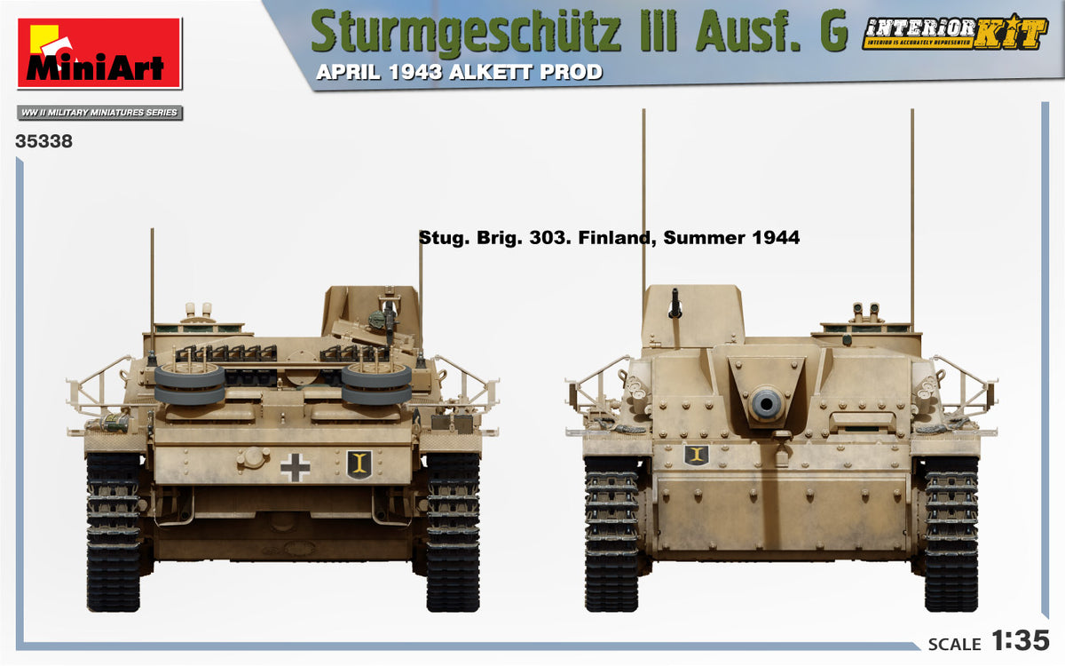 MiniArt 1/35 Military - Sturmgeschtz III Ausf G Alkett (Int Kit) - 35338