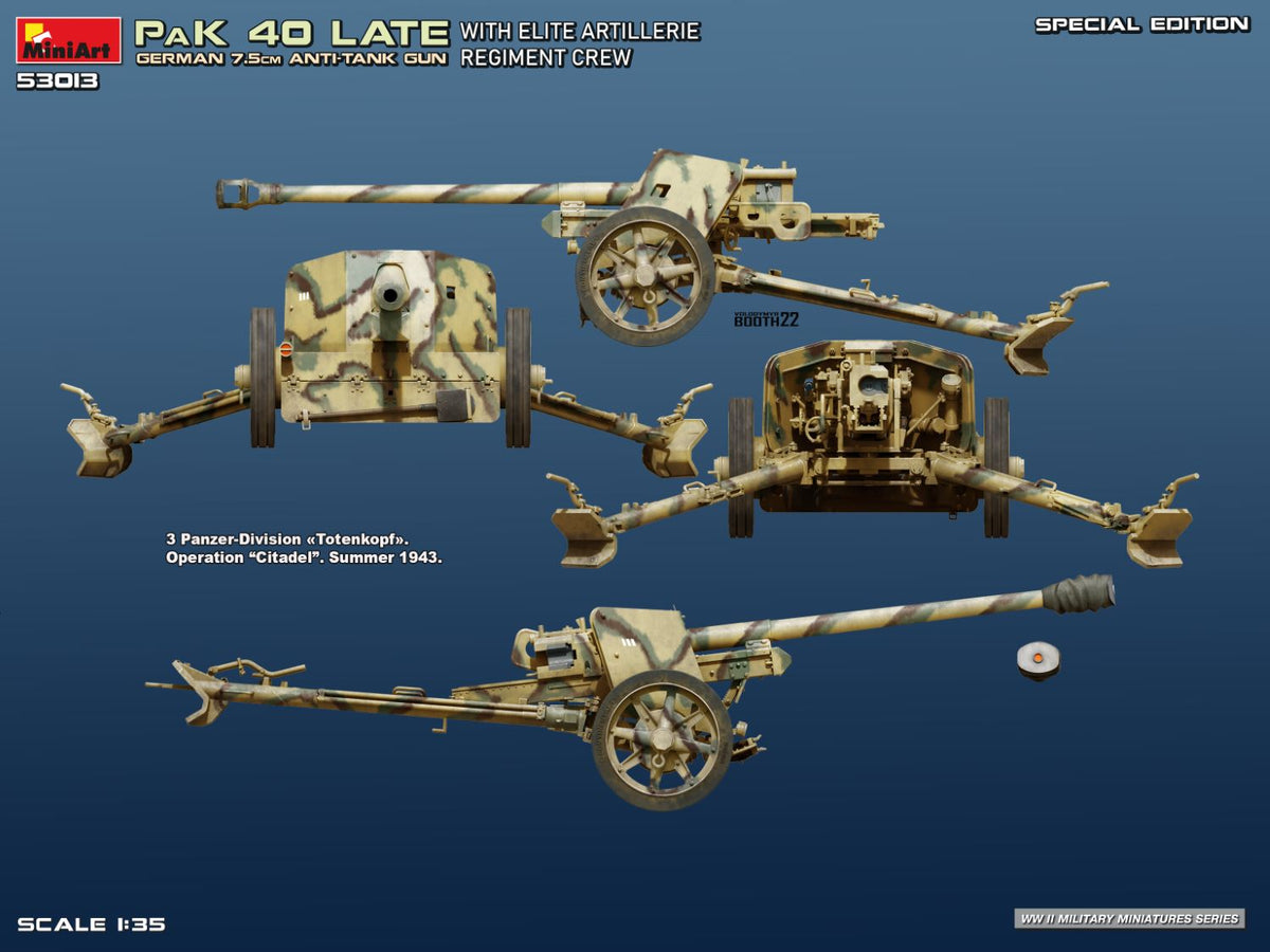 MiniArt 1/35 Military - German 7.5 PaK 40 Late w/ Elite Crew - 53013