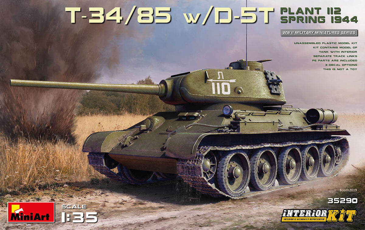 MiniArt T-34/85 w/D-5T Plant 112 1944 Interior Kit - 35290 box art