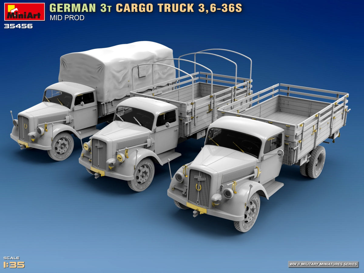 MiniArt 1/35 Military - German 3t Cargo Truck 3,6-36s Mid Prod - 35456