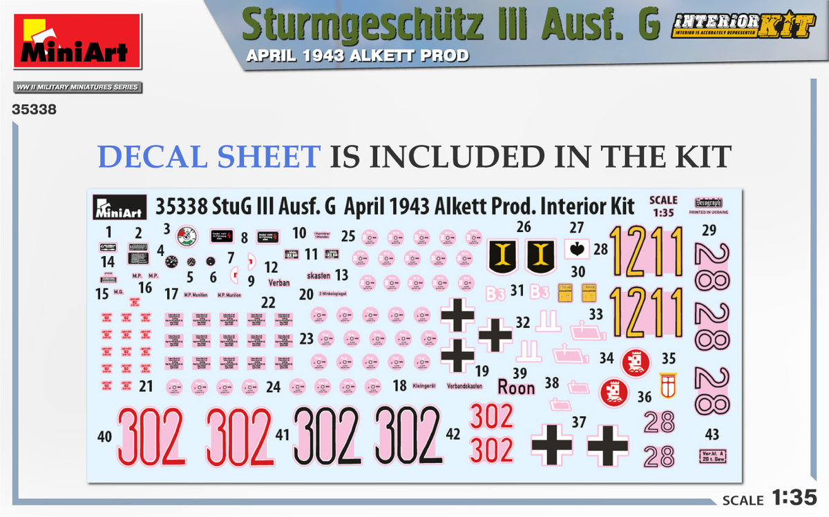 MiniArt 1/35 Military - Sturmgeschtz III Ausf G Alkett (Int Kit) - 35338