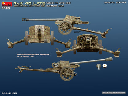 MiniArt 1/35 Military - German 7.5 PaK 40 Late w/ Elite Crew - 53013