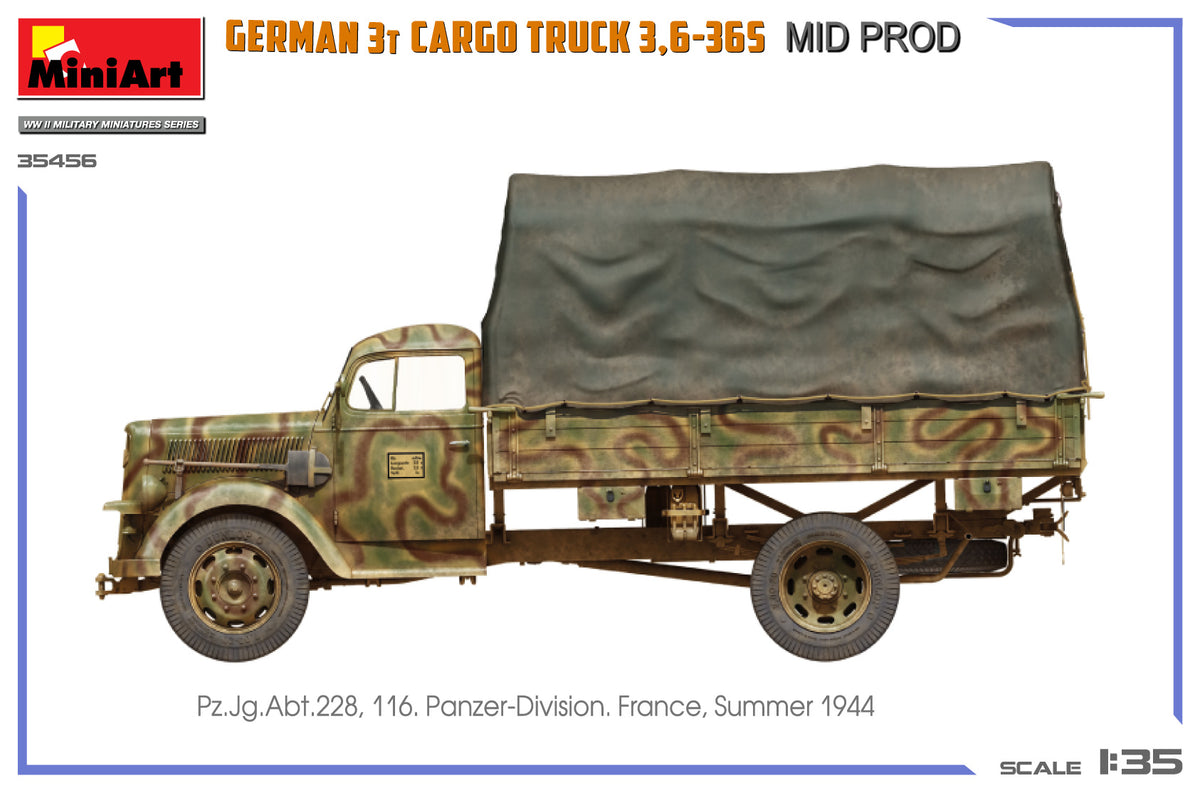 MiniArt 1/35 Military - German 3t Cargo Truck 3,6-36s Mid Prod - 35456