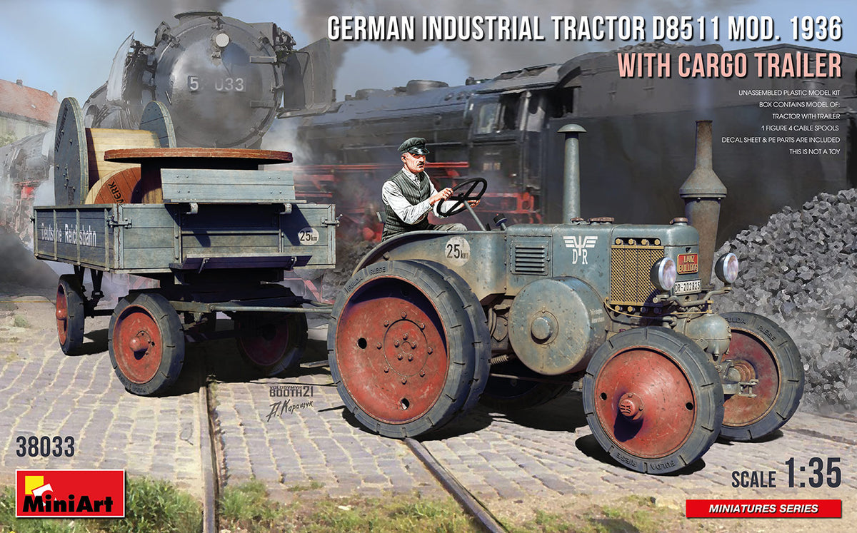 MiniArt German Tractor D8511 Mod 1936 w/ Trailer - 38033 box art