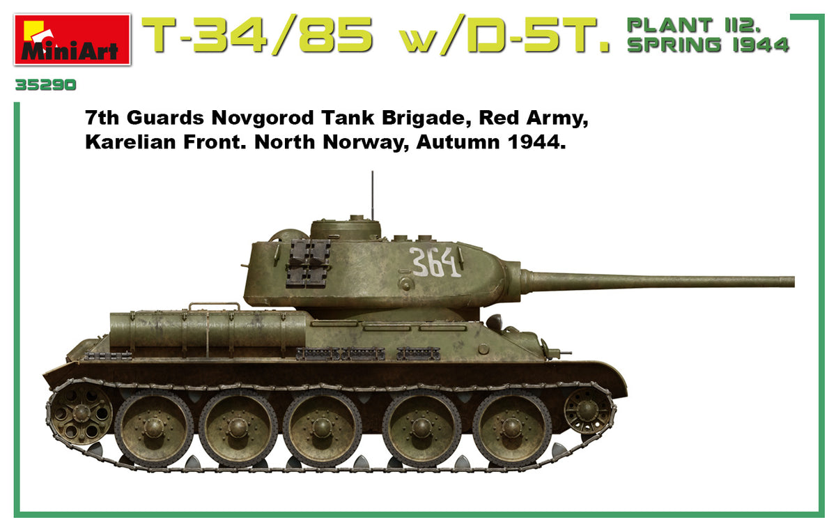 MiniArt 1/35 Military - T-34/85 w/D-5T Plant 112 1944 Interior Kit - 35290