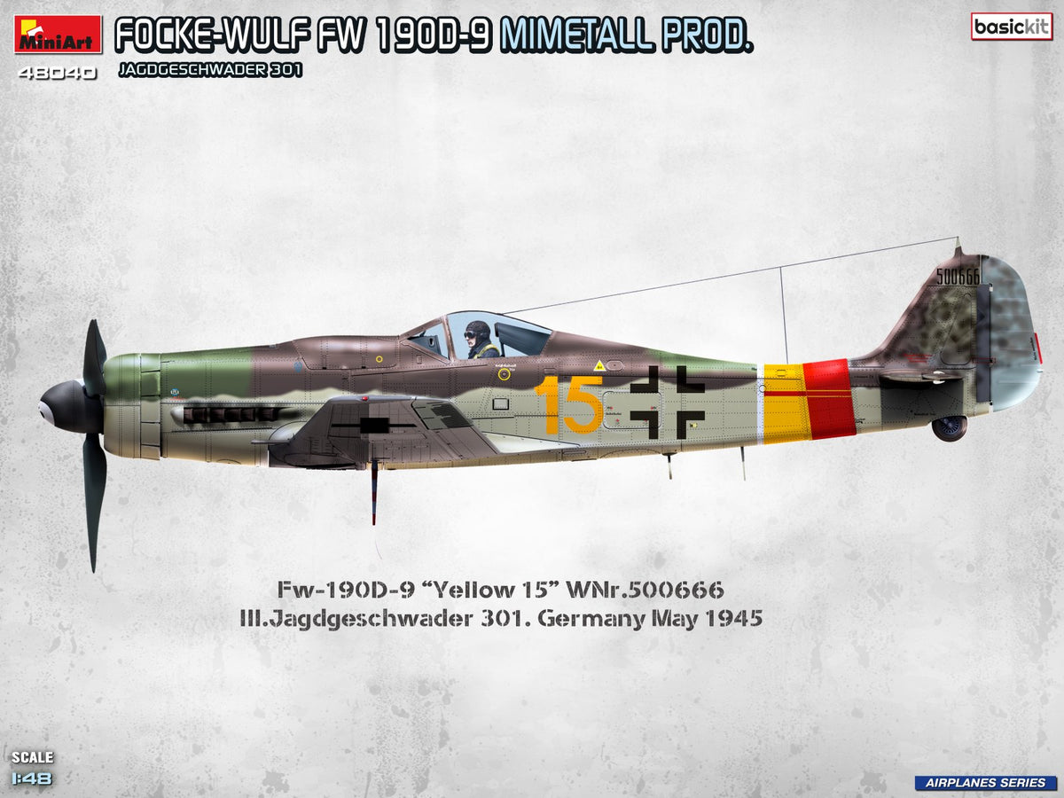 MiniArt 1/48 Aircraft - Focke-Wulf Fw 190D-9 Mimetall Jagdgeschwader - 48040