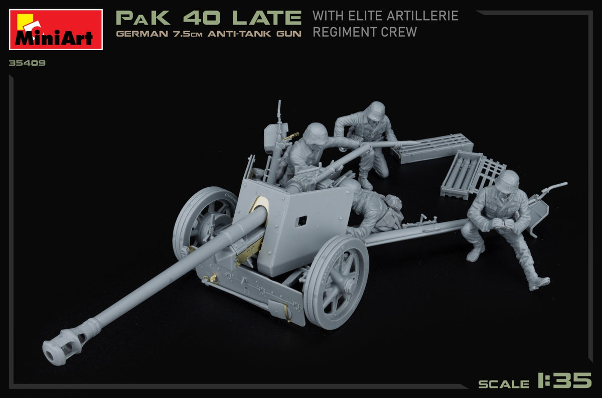 MiniArt 1/35 Military - German 7.5cm PaK 40 Late w/ Elite Crew - 35409