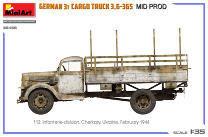 MiniArt 1/35 Military - German 3t Cargo Truck 3,6-36s Mid Prod - 35456