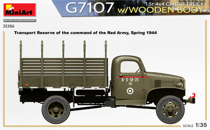 MiniArt 1/35 Military - 1.5t 4x4 G7107 Cargo Truck w/ Wooden Body - 35386