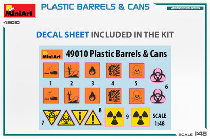 MiniArt 1/48 Accessories - Plastic Barrels & Cans - 49010