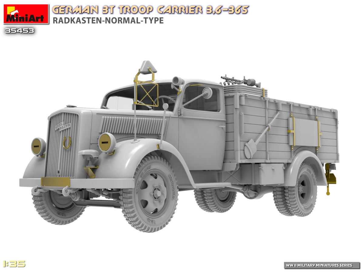 MiniArt 1/35 Military - German 3T Truck 3,6-36S Radkasten Normal Type - 35453