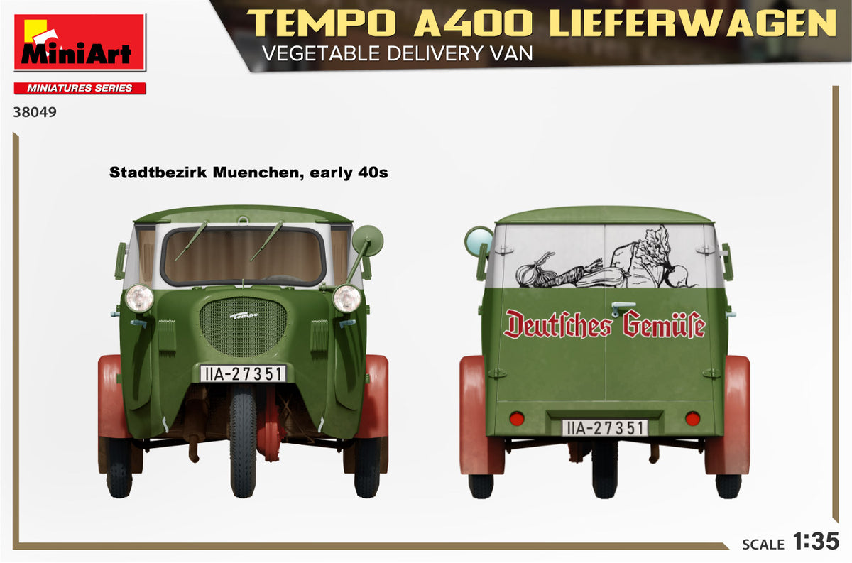 MiniArt 1/35 Military - Tempo A400 Lieferwagen, Veg Delivery Van - 38049