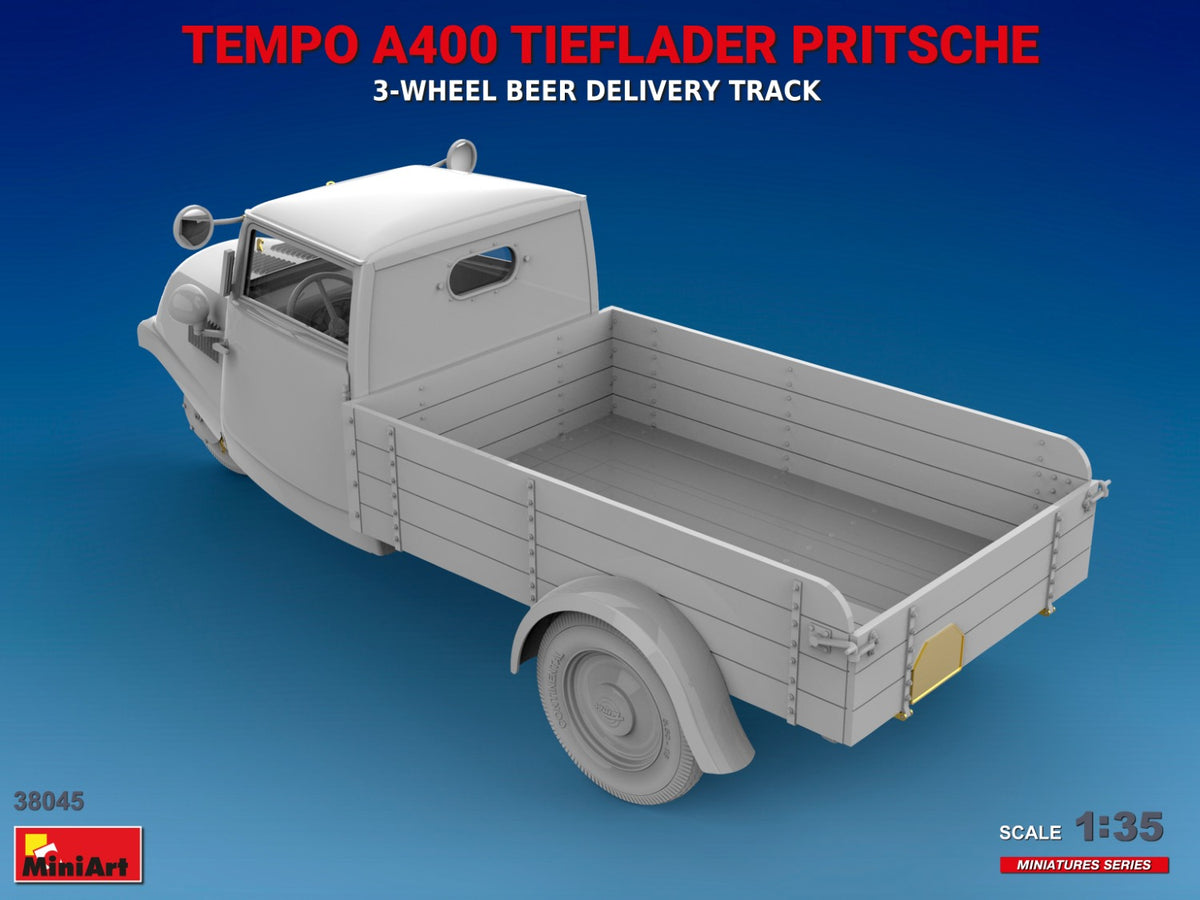 MiniArt 1/35 Military - Tempo A400 Tief lader Pritsche 3-Wheeler Truck - 38045