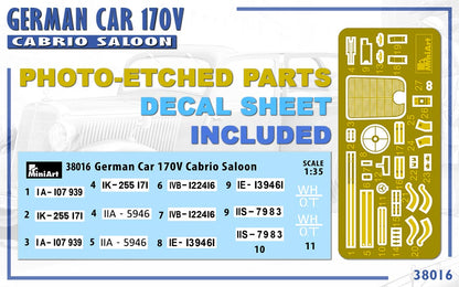 MiniArt 1/35 Military - German Car 170V Cabrio Saloon - 38016
