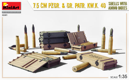 MiniArt 1/35 Accessories - 7.5cm Pzgr & Kw.K 40 Shells & Ammo Boxes - 35381