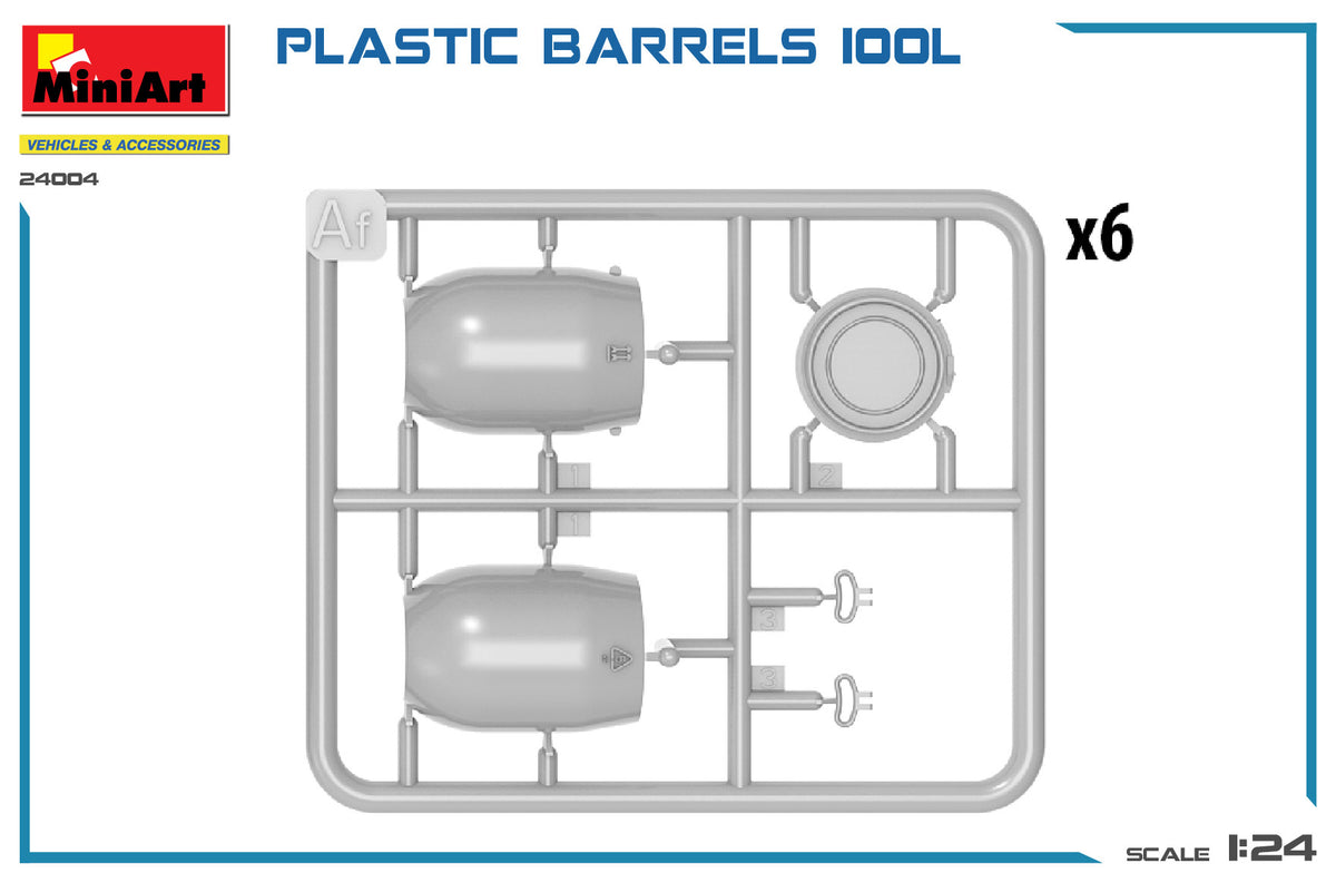 MiniArt 1/24 Accessories - Plastic Barrels 100L - 24004