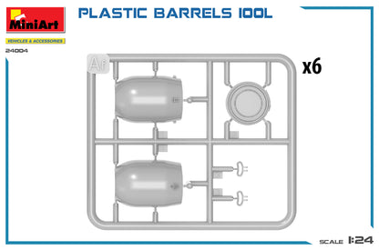 MiniArt 1/24 Accessories - Plastic Barrels 100L - 24004