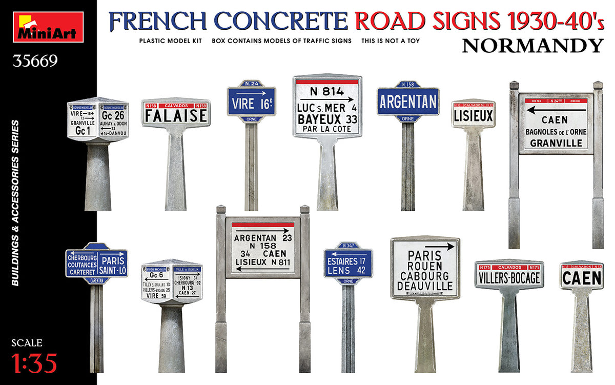 MiniArt Concrete Signs France 1930-40's Normandy - 35669 box art