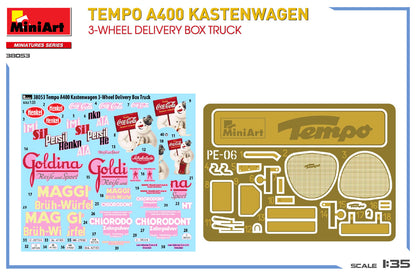 MiniArt 1/35 Military - Tempo A400 Kastenwagen 3-Wheel Box Truck - 38053