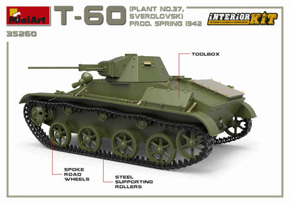 MiniArt 1/35 Military - T-60 (Plant 37 Sverdlovsk) Prod 1942 Int Kit - 35260
