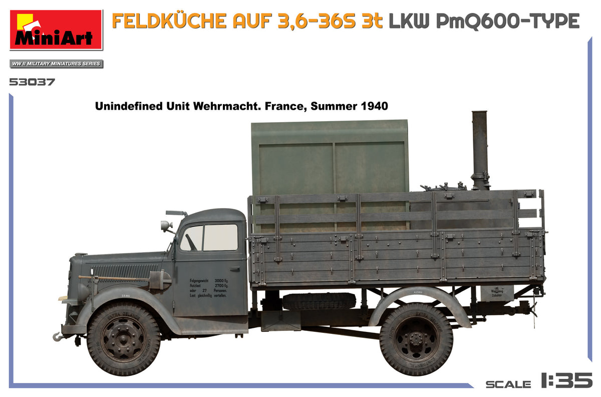 MiniArt 1/35 Military - Feldkuche Auf 3,6-36s 3t LKW PmQ600-Type - 53037