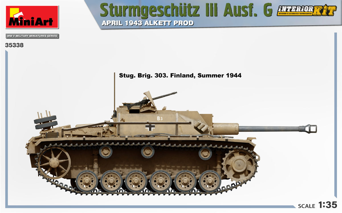 MiniArt 1/35 Military - Sturmgeschtz III Ausf G Alkett (Int Kit) - 35338