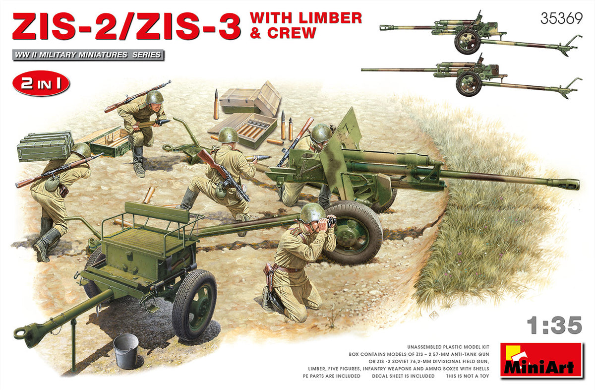 MiniArt ZIS-2 / ZIS-3 w/ Limber and Crew (2 in 1) - 35369 box art