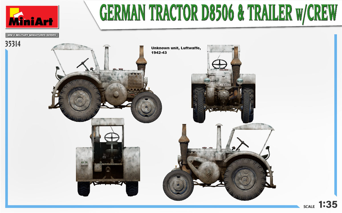 MiniArt 1/35 Military - German Tractor D8506 with Trailer & Crew - 35314
