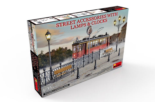 MiniArt Street Accessories w/Lamps & Clocks - 35639 box art