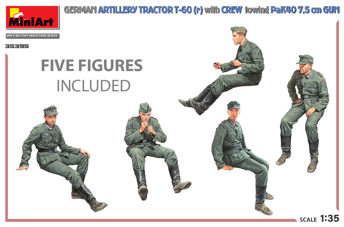 MiniArt 1/35 Military - German Tractor T-60(r) w/ PaK40 Gun & Crew - 35395