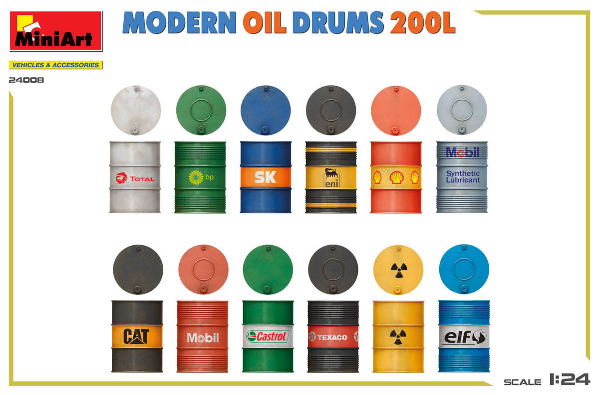 MiniArt 1/24 Accessories - Modern Oil Drums 200L - 24008