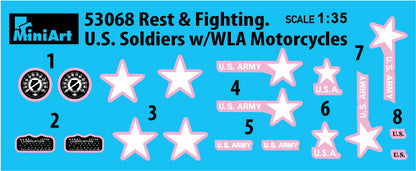 MiniArt 1/35 Military - Rest & Fight, US Soldiers w/ Motorcycles - 53068