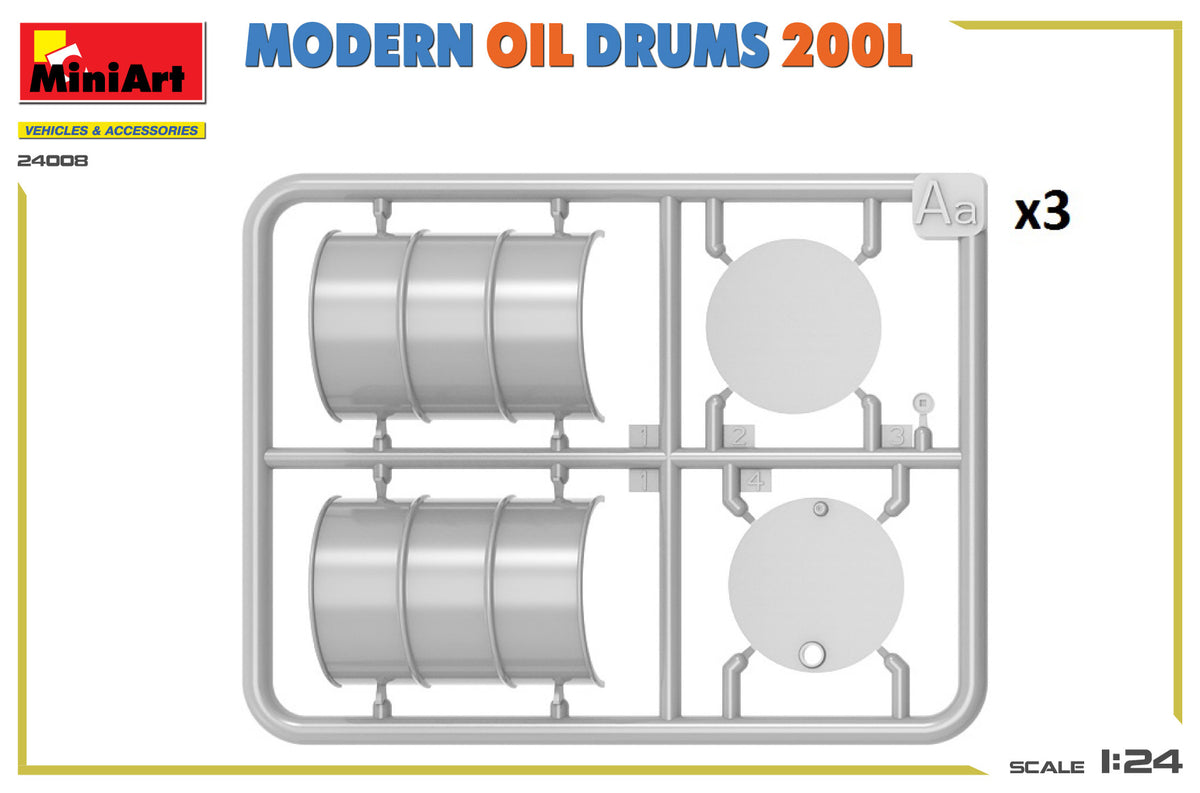 MiniArt 1/24 Accessories - Modern Oil Drums 200L - 24008