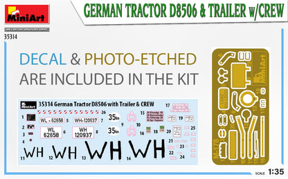 MiniArt 1/35 Military - German Tractor D8506 with Trailer & Crew - 35314