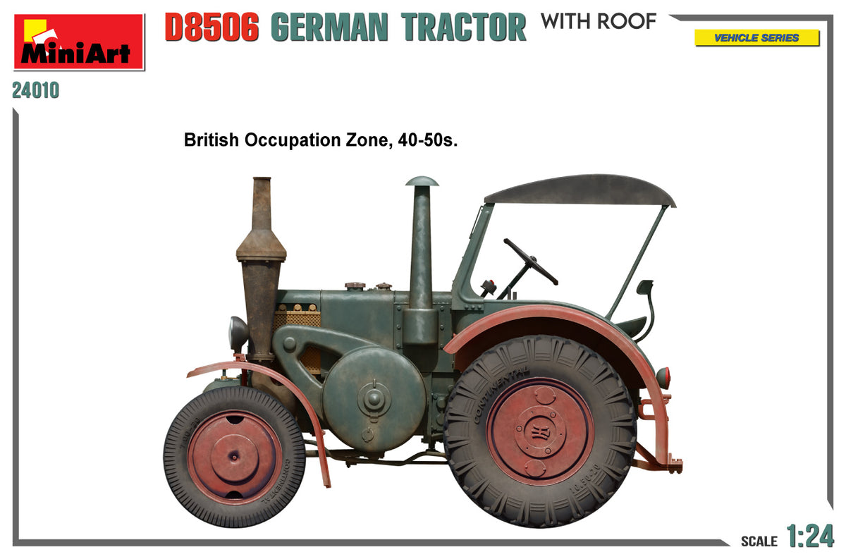 MiniArt 1/24 Vehicles - German Tractor D8506 w/ Roof - 24010