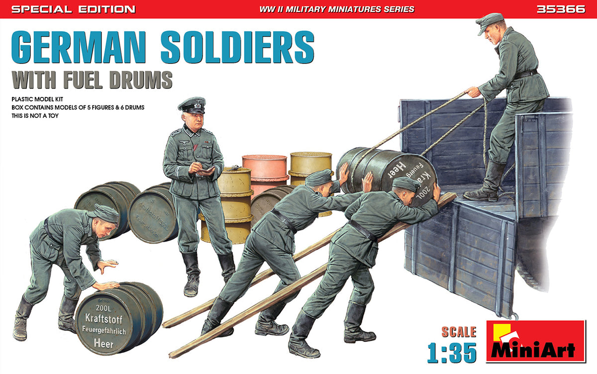 MiniArt German Soldiers w/ Fuel Drums Spec Edition - 35366 box art